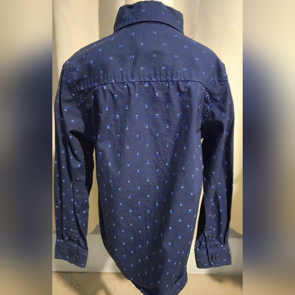 Children's Place Kid's Dark Blue Patterned Button Down Shirt - Picture 3 of 4